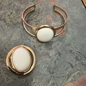 Gold and Cream Bracelet Set